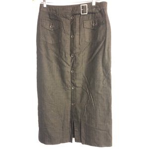David N sz 10 gray long skirt buckle buttons wool